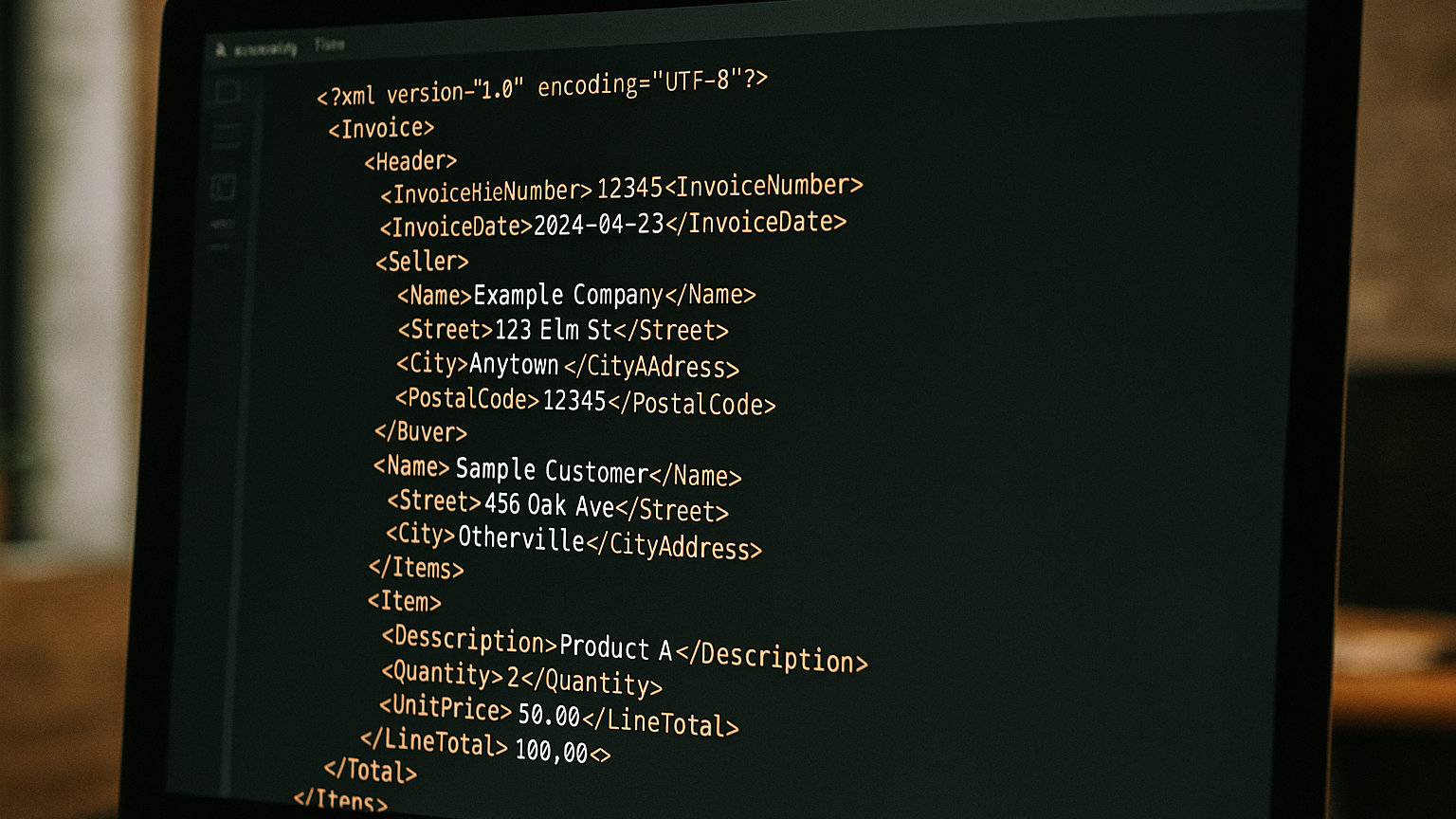 primjer XML strukture e-računa prema EN 16931 standardu